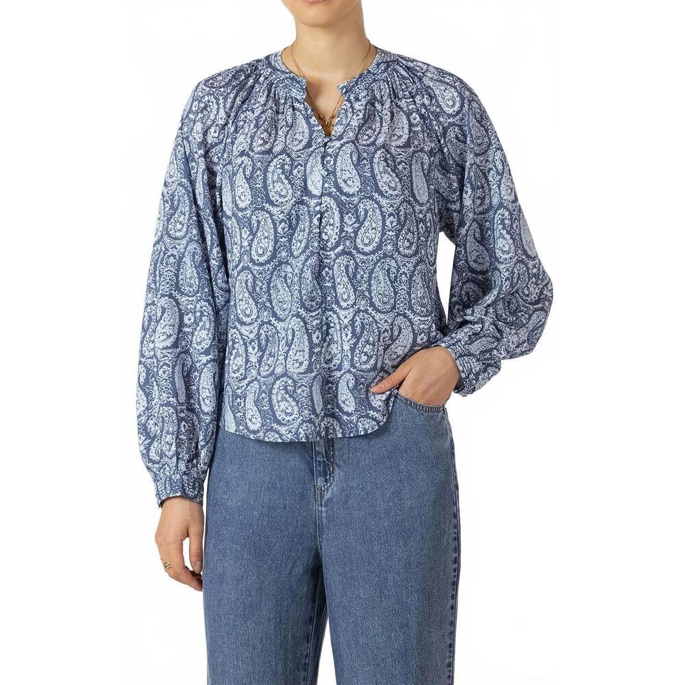 NEW DEX lakehouse paisley blouse in blue